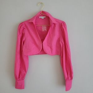 Hot Pink Collared Crop Top